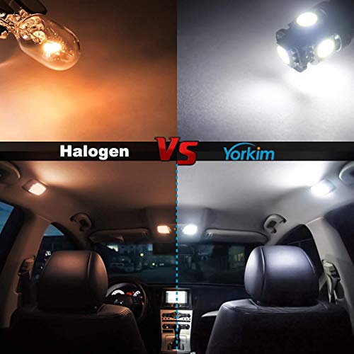 Yorkim مصابيح LED Yorkim T10 6500K أبيض زيرون غير قطبي الجيل السادس، 194 LED داخلي لمصابيح السيارة، مصابيح السقف، مصابيح الخريطة، مصابيح الأبواب، مصابيح لوحة الترخيص، مصابيح صندوق الأمتعة 168 W5W 2825، عبوة من 10 - Image 3