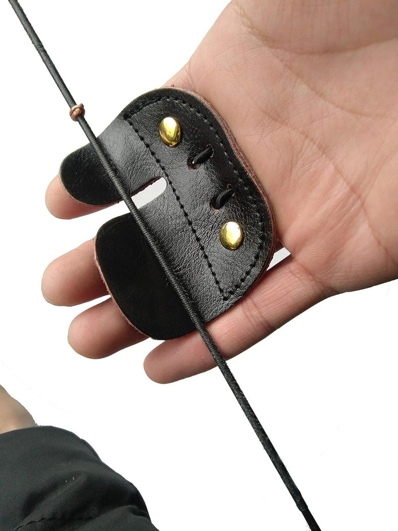 Windfulogo Cow Leather Archery Finger Tab Long Bow Hand Protector for Right Hand - Image 3