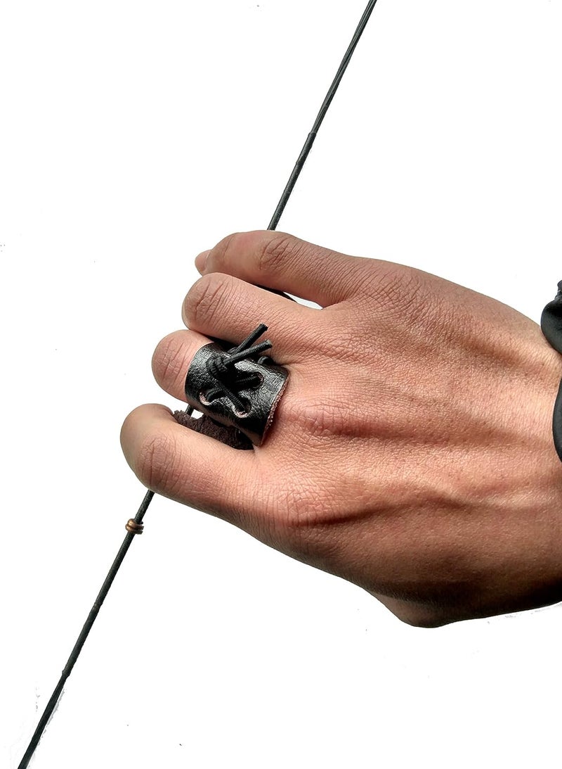 Windfulogo Cow Leather Archery Finger Tab Long Bow Hand Protector for Right Hand - Image 5