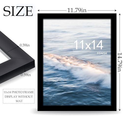 Fisnish 11x14 Picture Frame, for Tabletop Display, Horizontal or Vertical Wall Mounting, Black - Image 3