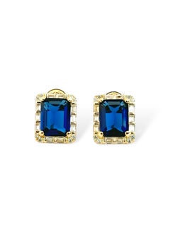 zilara Rect Sparkle Halo Stud Earrings  - Image 1
