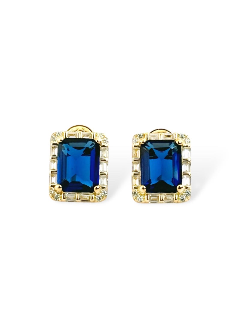 zilara Rect Sparkle Halo Stud Earrings - Image 1