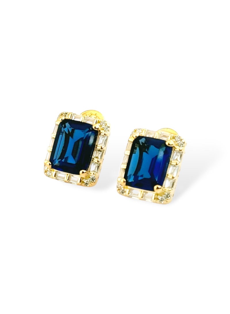 zilara Rect Sparkle Halo Stud Earrings - Image 2