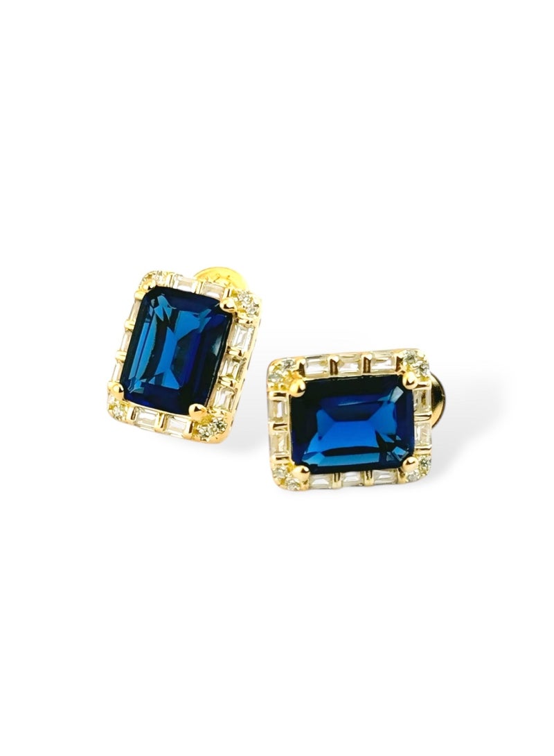 zilara Rect Sparkle Halo Stud Earrings - Image 3