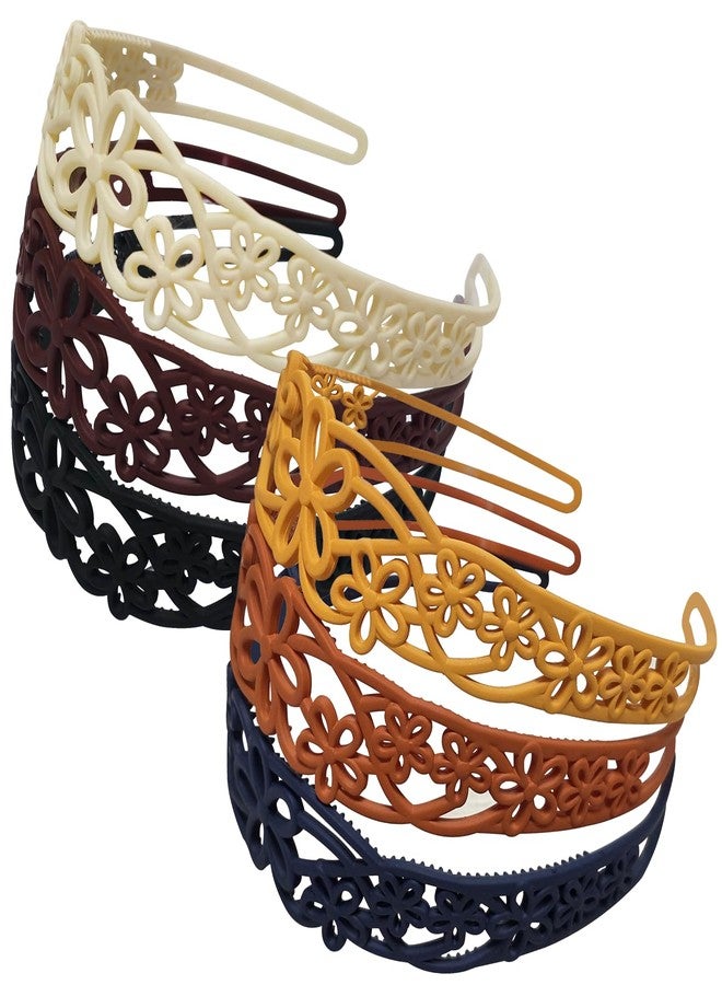 Yazon 6pcs Floral Plastic Headbands with Teeth for Girls Women, 30mm Wide, 6 Colors - Image 5
