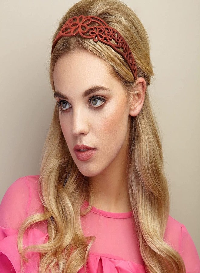 Yazon 6pcs Floral Plastic Headbands with Teeth for Girls Women, 30mm Wide, 6 Colors - Image 2