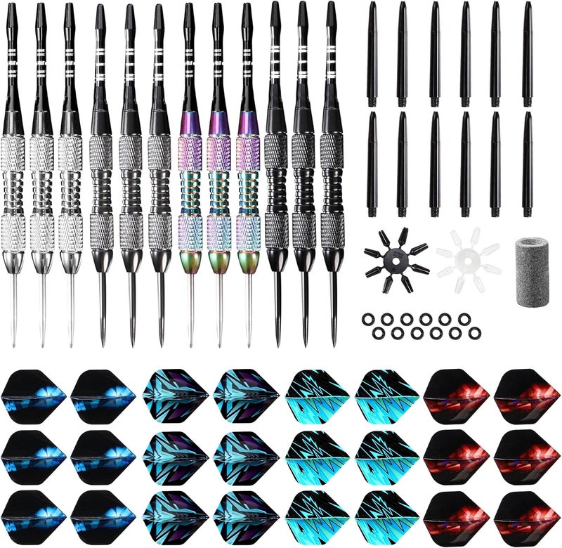 Wsdart ADKX Steel Tip Darts 12 Pack Set with Nonslip Iron Barrel Aluminum Dart Shafts and Flights + Darts Sharpener + an Gift Box - Image 2
