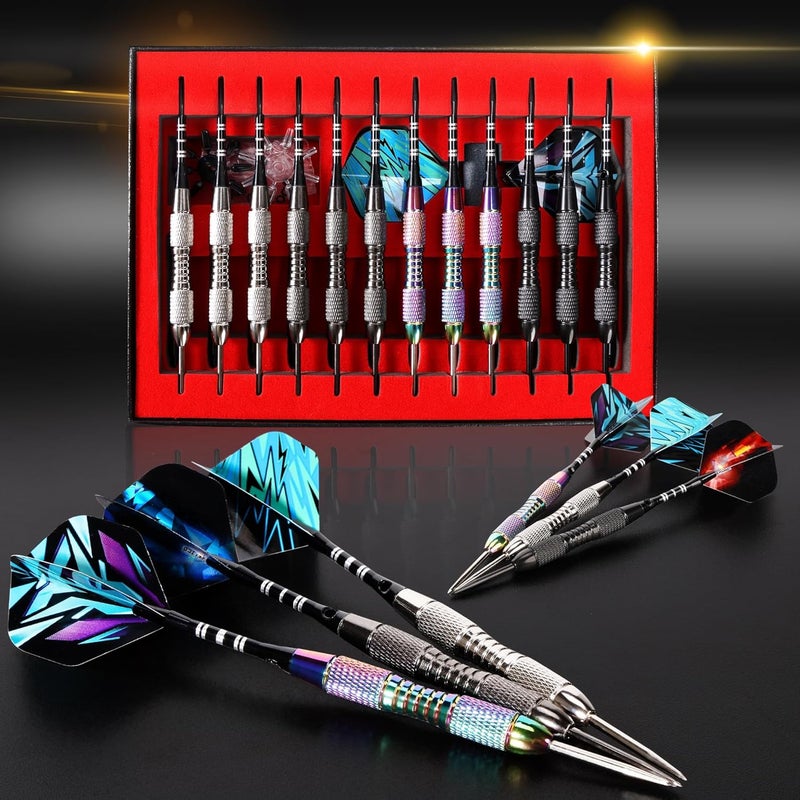 Wsdart ADKX Steel Tip Darts 12 Pack Set with Nonslip Iron Barrel Aluminum Dart Shafts and Flights + Darts Sharpener + an Gift Box - Image 5