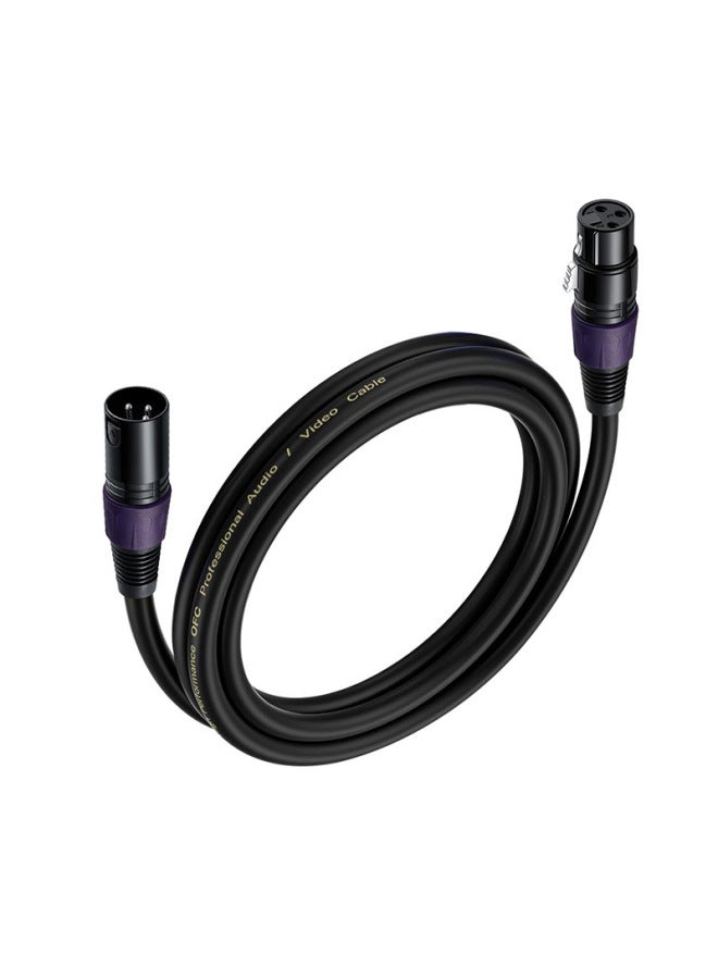 XLR Cable With Double Shielded Oxygen-free Copper Line Canon Line Male To Female Microphone XLR Professional Sound Card Agricultural Audio Cable-Color:Purple Tail Ring*ofc Oxygen-free Copper*3 Core*od6.0*black*pvc-Length:50cm  - Image 1