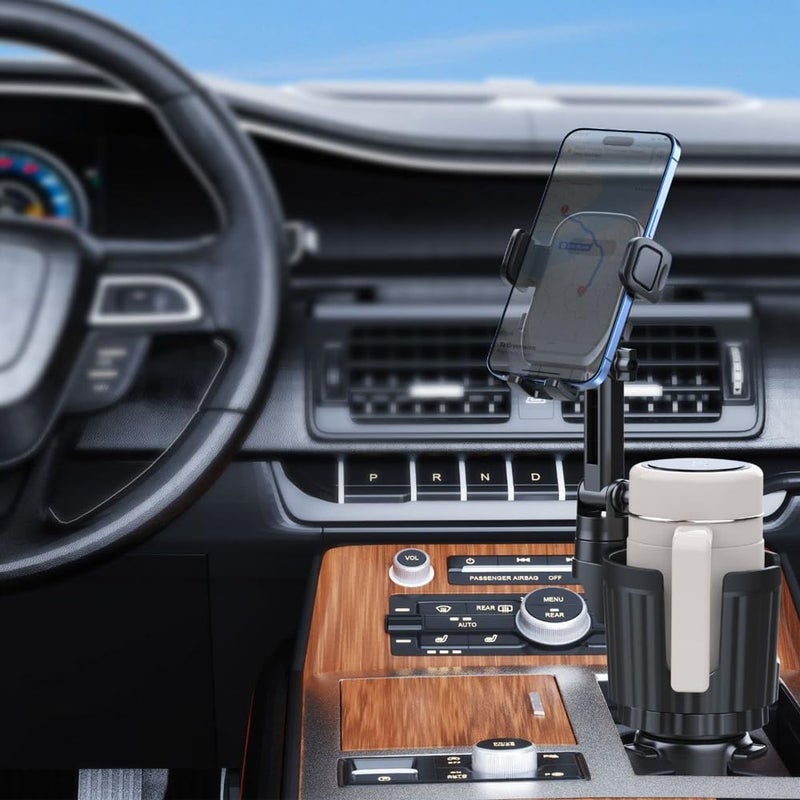 Elecphbo Cup Holder Phone Mount for Car, 2 in 1 Cell P Car Mount 360 Rotation Cup Holder Expander for Stanley 10-40oz Drink Bottles, Mugs and Phone Compatible with iPhone Samsung - Image 5