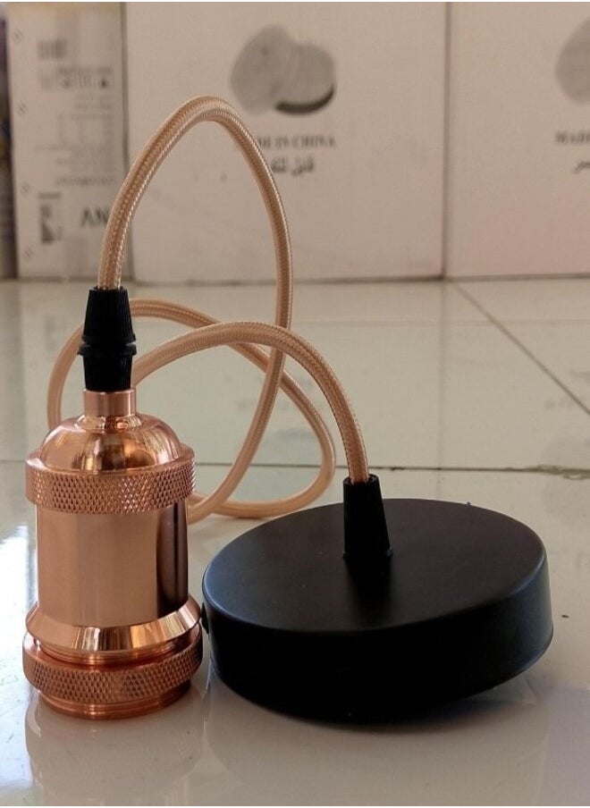 Generic E27 Ceiling Light Bulb Adapter Fitting Retro Vintage Industrial Pendant Lamp Holder AC220V - (Color:Rose Gold)  - Image 2