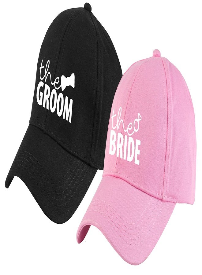 AICA Bride & Groom Cotton Cap for Men and Women � Black & Pink (Pack of 2)| Pre Wedding Photo Shoot Prop & Dress Outfit - Image 2