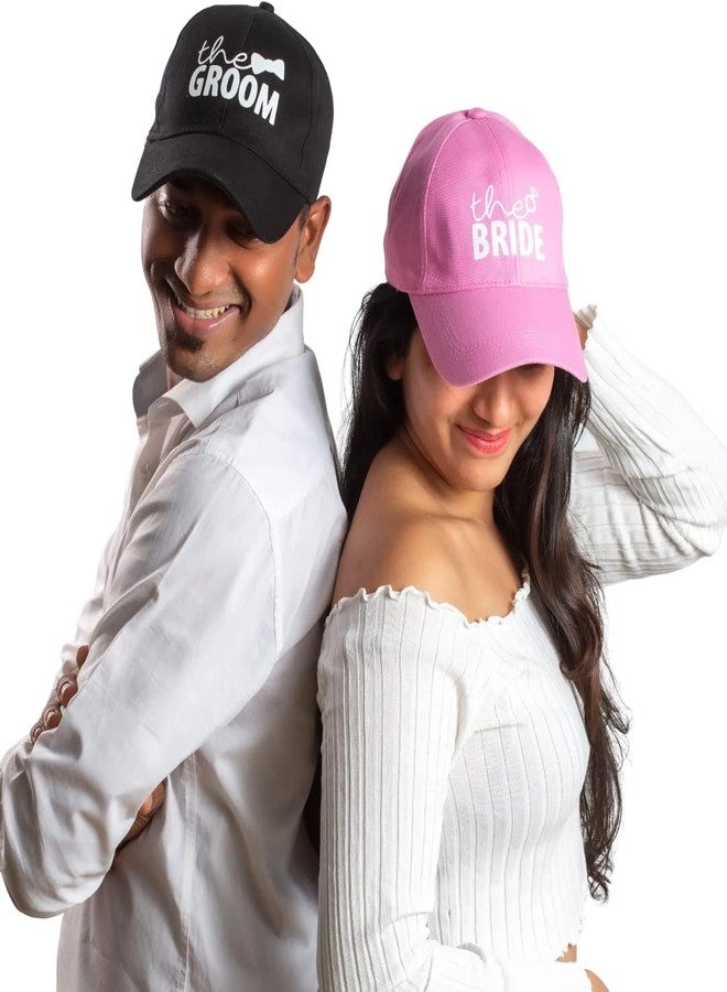 AICA Bride & Groom Cotton Cap for Men and Women � Black & Pink (Pack of 2)| Pre Wedding Photo Shoot Prop & Dress Outfit - Image 3