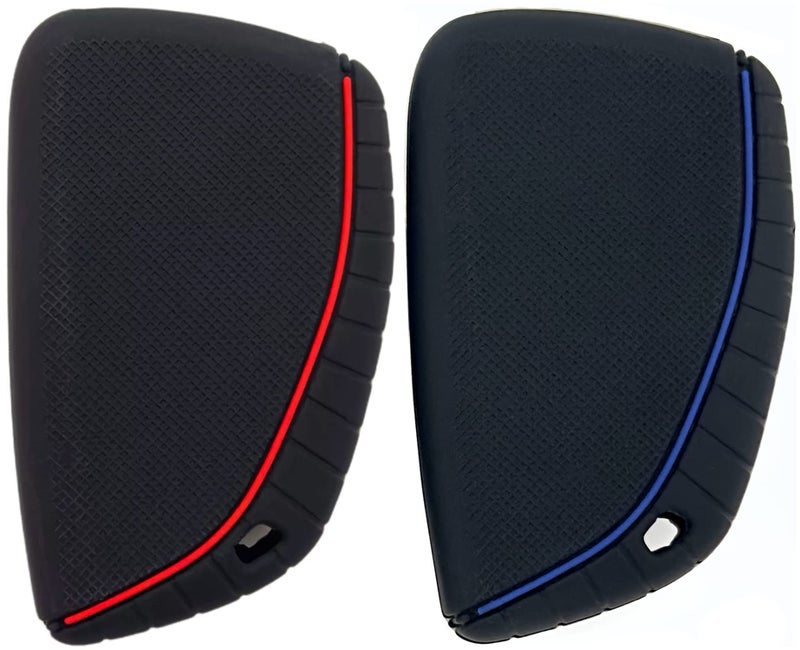 REPROTECTING Silicone Rubber Key Fob Cover Compatible with 2026-2022 Chevy Chevrolet Silverado 1500 GMC Sierra 1500, 2024-2026 Silverado Sierra 2500HD 3500HD (Black/Blue Black/Red) - Image 2