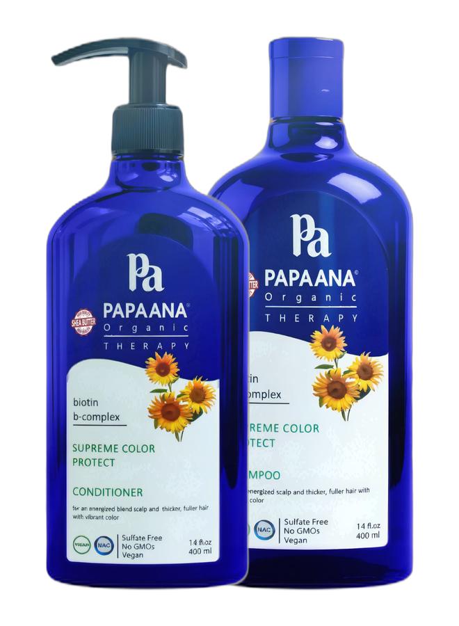 Papaana Organic Supreme Color Protect Conditioner with Shea Butter – 400ml, Protects & Nourishes Color-Treated Hair with Shea Butter & Supreme Color Protect Shampoo with Shea Butter – 400ml, Protects & Nourishes Color-Treated Hair with Shea ButterBundle - Image 1