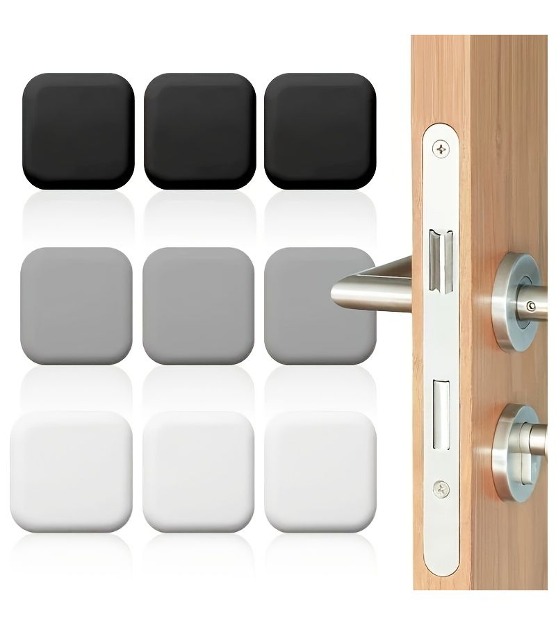 Grey 6pcs Self Adhesive Soft Bumper Door Stoppers Silent Shock Absorbing Protectors - Image 1
