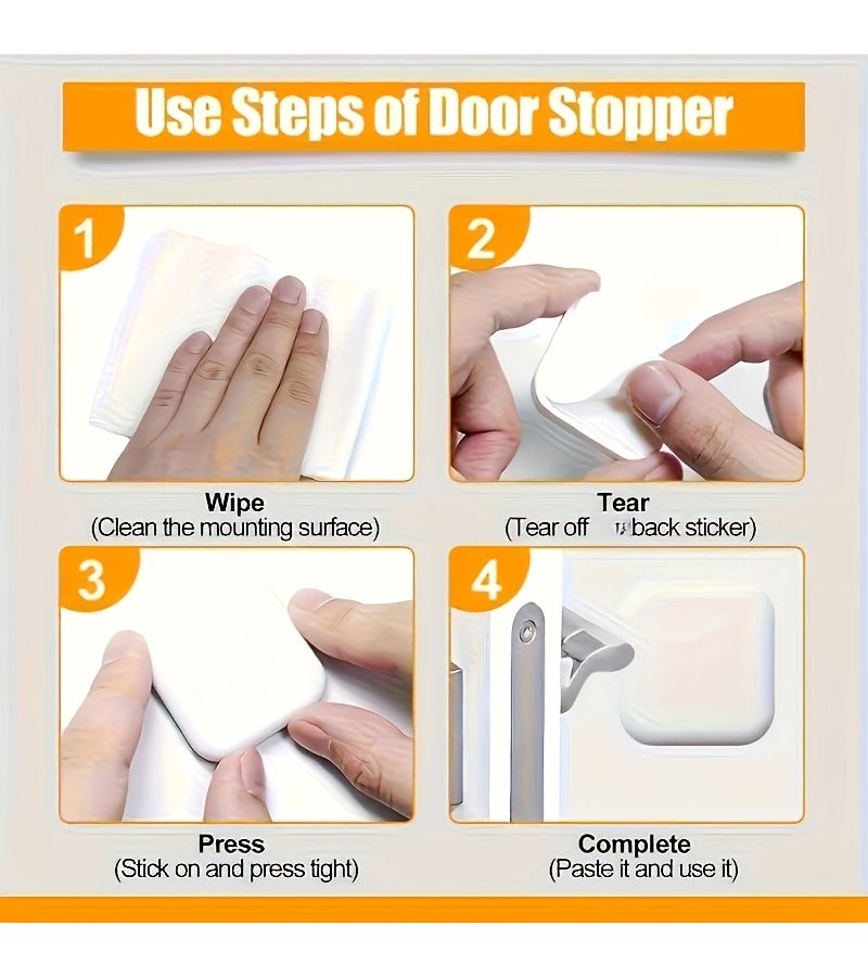 Grey 6pcs Self Adhesive Soft Bumper Door Stoppers Silent Shock Absorbing Protectors - Image 5