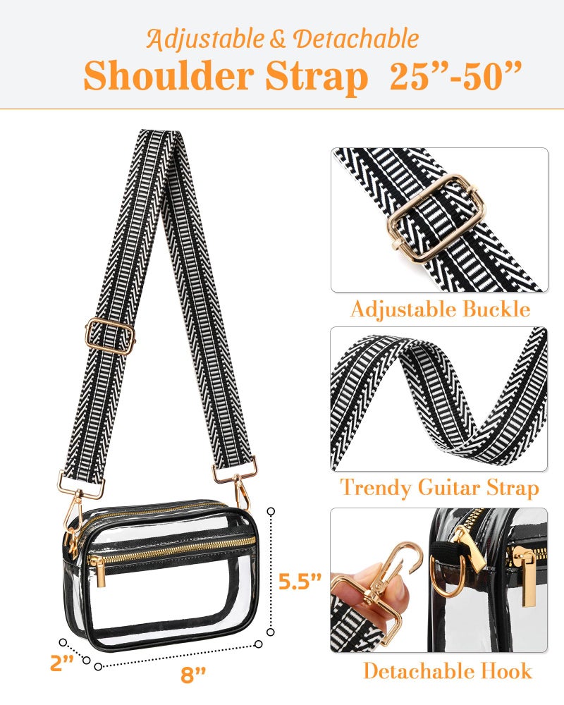 FANGSUN Clear Crossbody Bag Stadium Approved, Clear Purse for Women, Transparent Shoulder Messenger Handbag for Concert Sport - Image 3