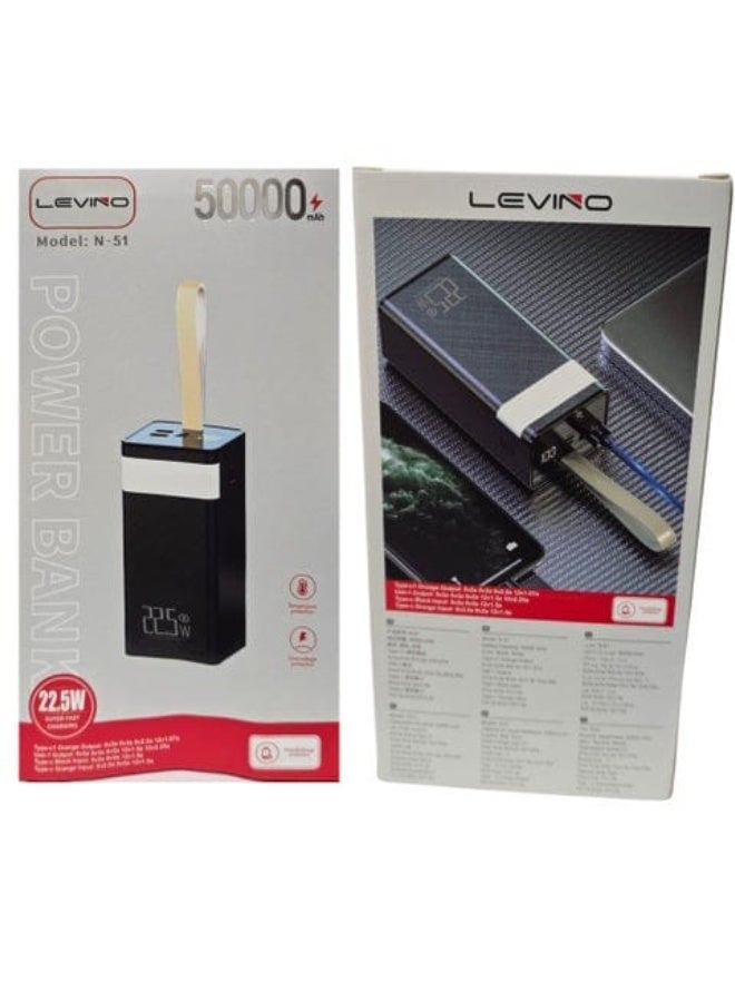 LEVINO N-61 50000mAh 22.5W Super Fast Charging Power Bank with LED Display & Flashlight - Image 4