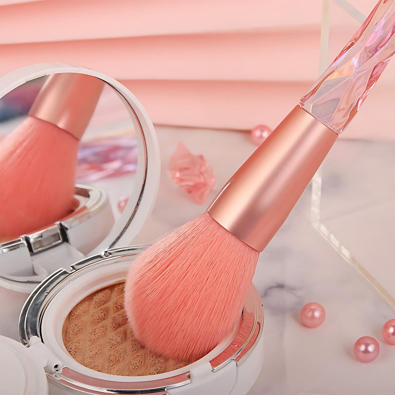 Kingtree Makeup Brushes, 10PCS Pink Crystal Makeup Brush Set Premium Synthetic Foundation Powder Concealer Eyeshadow Makeup Brush Kit, Professional Make Up Brush Set for Girls and Ladies - Image 3