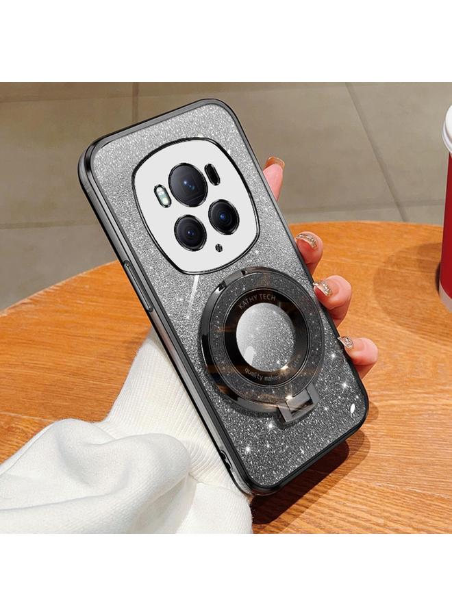 حافظة هاتف دائرية من مادة TPU مطلية بطبقة لامعة متدرجة اللون لهاتف For Honor Magic6 Pro (أسود)