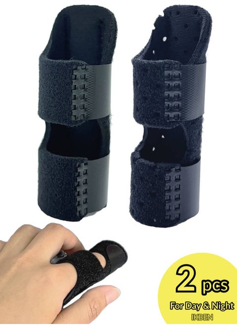 Adjustable Finger Splint 2-Pack: Breathable and Classic Braces for Typing, Driving and Daily Support, Universal Fit for Left or Right Hand, Reusable and Lightweight by IKBEN
