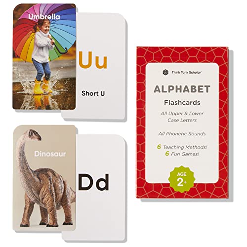 Think Tank Scholar AwardWinning Alphabet Flash Cards for Kids Ages 24 Learn ABCs Phonics Speech Upper Lowercase Letters Photo Images Preschool PreK Kindergarten - Image 1