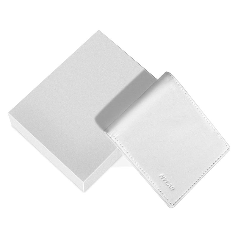 NYEAR White Wallet,Four layers conductive fabric anti RFID reading,Slim Mens Wallet Leather Bifold Wallets for Men As Nice Gifts for Birthday, Anniversary and Graduation,White - Image 5