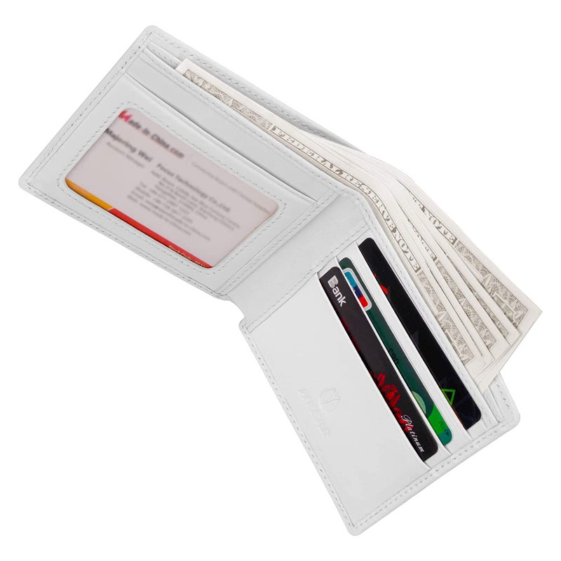 NYEAR White Wallet,Four layers conductive fabric anti RFID reading,Slim Mens Wallet Leather Bifold Wallets for Men As Nice Gifts for Birthday, Anniversary and Graduation,White - Image 3