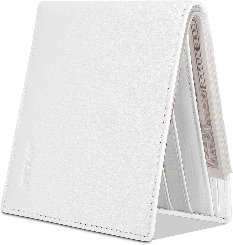 NYEAR White Wallet,Four layers conductive fabric anti RFID reading,Slim Mens Wallet Leather Bifold Wallets for Men As Nice Gifts for Birthday, Anniversary and Graduation,White - Image 1