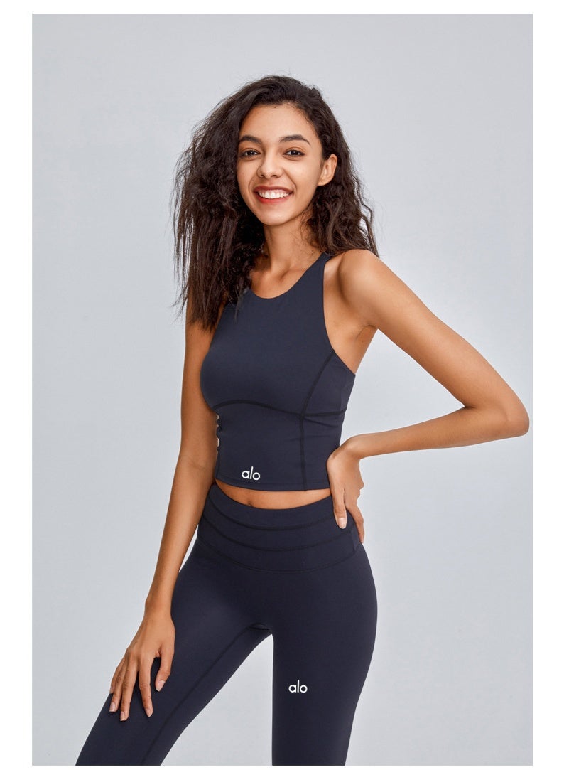 Alo Yoga Women's Sports Bra with Quick-Dry Fabric and Chest Pads for Summer Fitness - Image 2