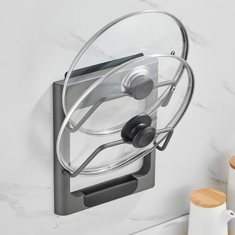 MAXCOOK Pot Lid Holder, Wall-Mounted Cutting Board Rack, No Drilling Required, Kitchen Storage Shelf, Space Aluminum MCZW9233 - Image 2