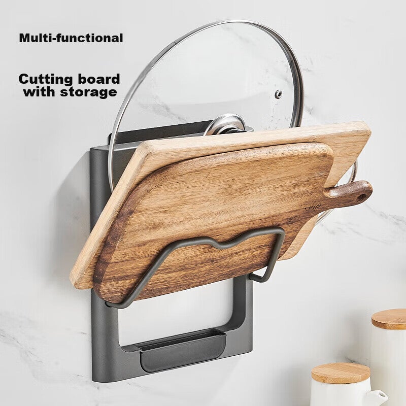 MAXCOOK Pot Lid Holder, Wall-Mounted Cutting Board Rack, No Drilling Required, Kitchen Storage Shelf, Space Aluminum MCZW9233 - Image 4