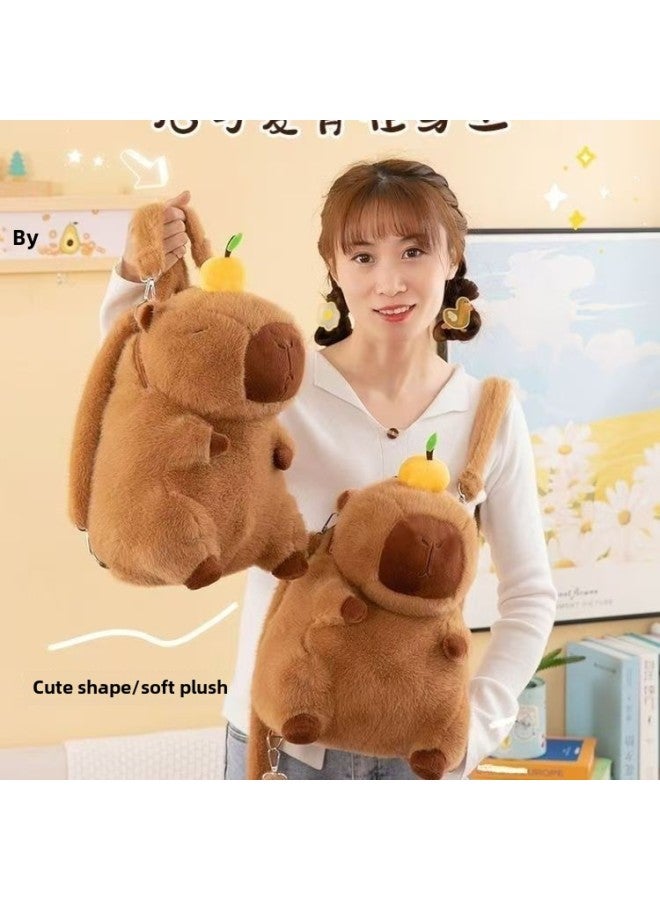 Cute Capibala Bag Ugly Cute Capybara Backpack Plush Doll Backpack Grab Doll Manufacturers Wholesale-Colour:Plush Shoulder Strap-High:40cm - Image 2