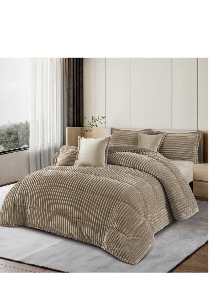 مينجلي طقم لحاف  نفرين شتوي من المخمل  الفخم والفرو ليمنحك الشعور بالدفىء والراحة مقاس 230*250سم - Image 1