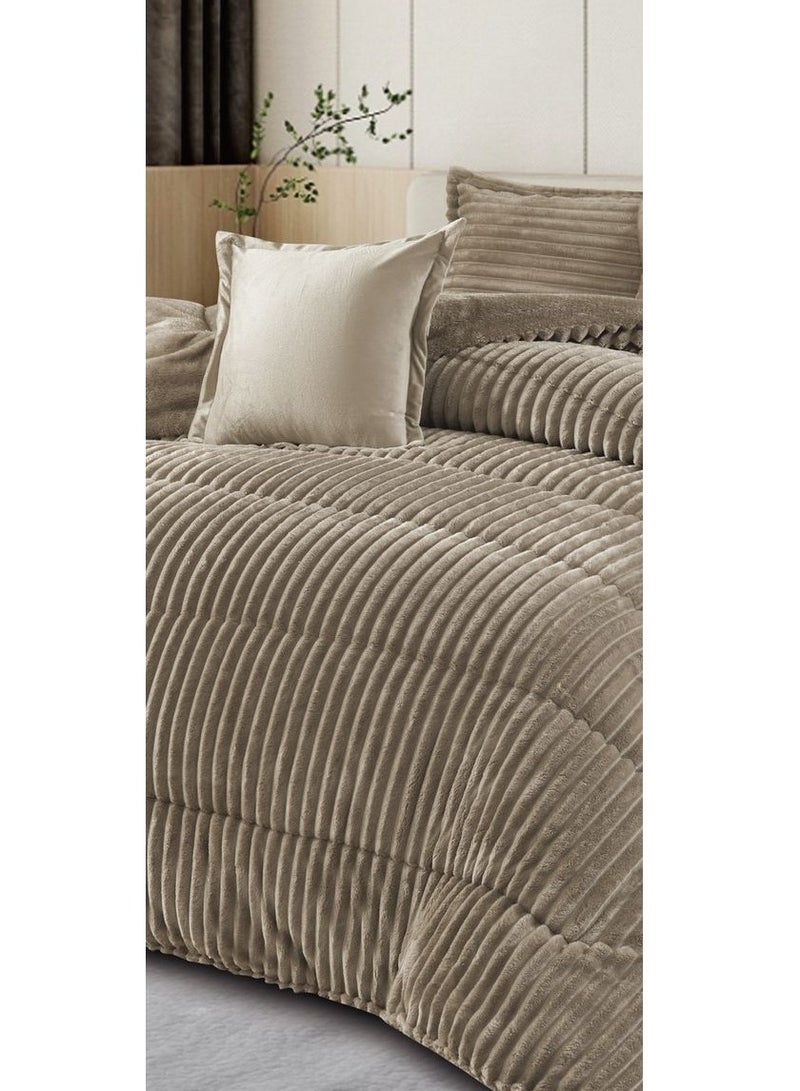 مينجلي طقم لحاف  نفرين شتوي من المخمل  الفخم والفرو ليمنحك الشعور بالدفىء والراحة مقاس 230*250سم - Image 3