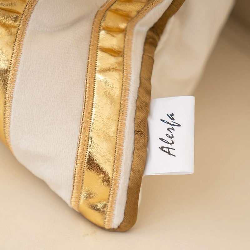 Alerfa White Gold Gold Leather Plaged Dhroped Convers - Image 5