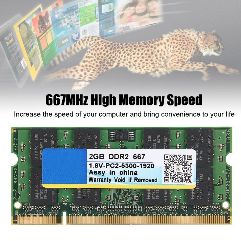 ذاكرة DDR2 سعة 2 جيجابايت بتردد 667 ميجاهرتز، مزودة برقاقات مدمجة عالية الجودة - سرعة عالية في التشغيل للكمبيوتر المحمول - Image 4