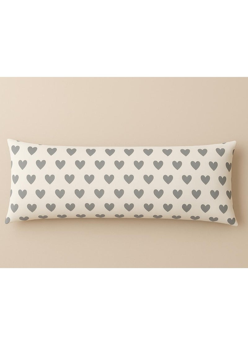 يارلن-كيس وسادة طويل 200*45 تصميم قلب رمادي