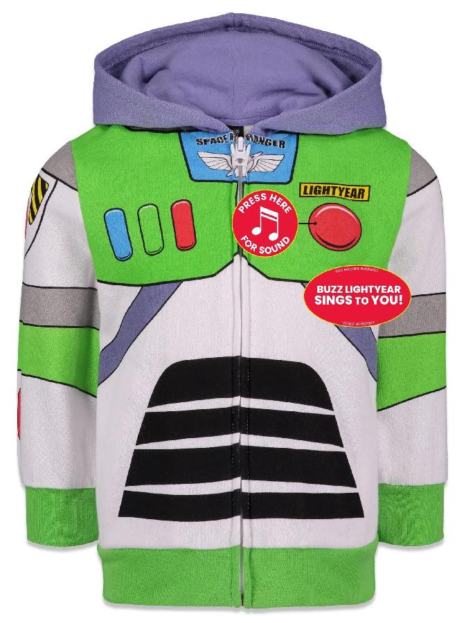 Disney Pixar Disney Pixar Toy Story Buzz Lightyear Toddler Boys Fleece iTalk Zip Up Hoodie Singing Sound Chip Green 4T  - Image 2