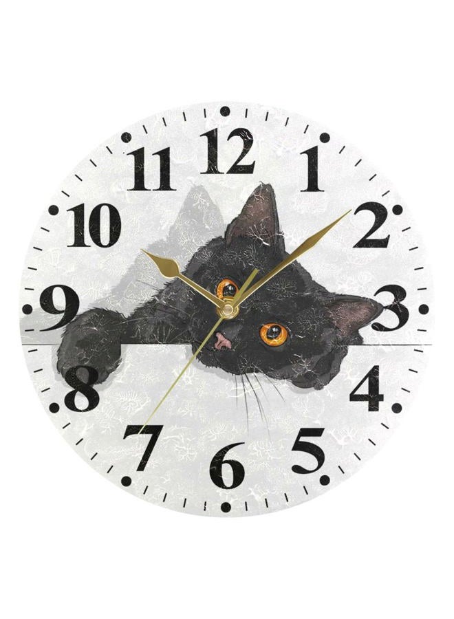 susiyo Round Wall Clock Battery Operated Analog Modern Decor Clock for Living Room Kitchen Desk Farmhouse - 9.8inch (Black Cat) - Image 5
