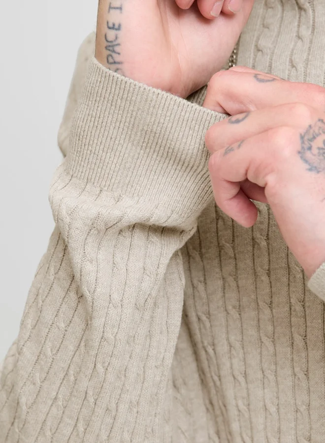 JACK & JONES Jack and Jones JJEEMIL Textured Cable Knit Sweater