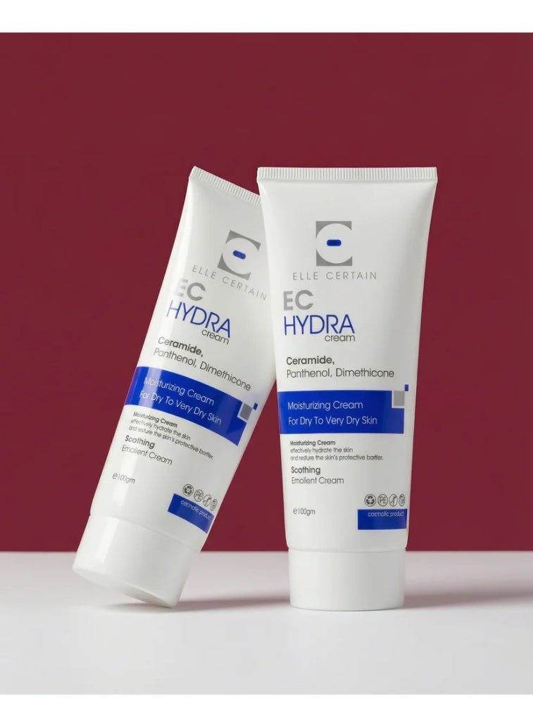 ELLE CERTAIN EC Hydra Cream Emollient for Dry Skin 100ml  Deep Moisturizing Face & Body Cream with Ceramide and Panthenol, Fragrance-Free Hydrating Cream for Sensitive Skin - Image 2