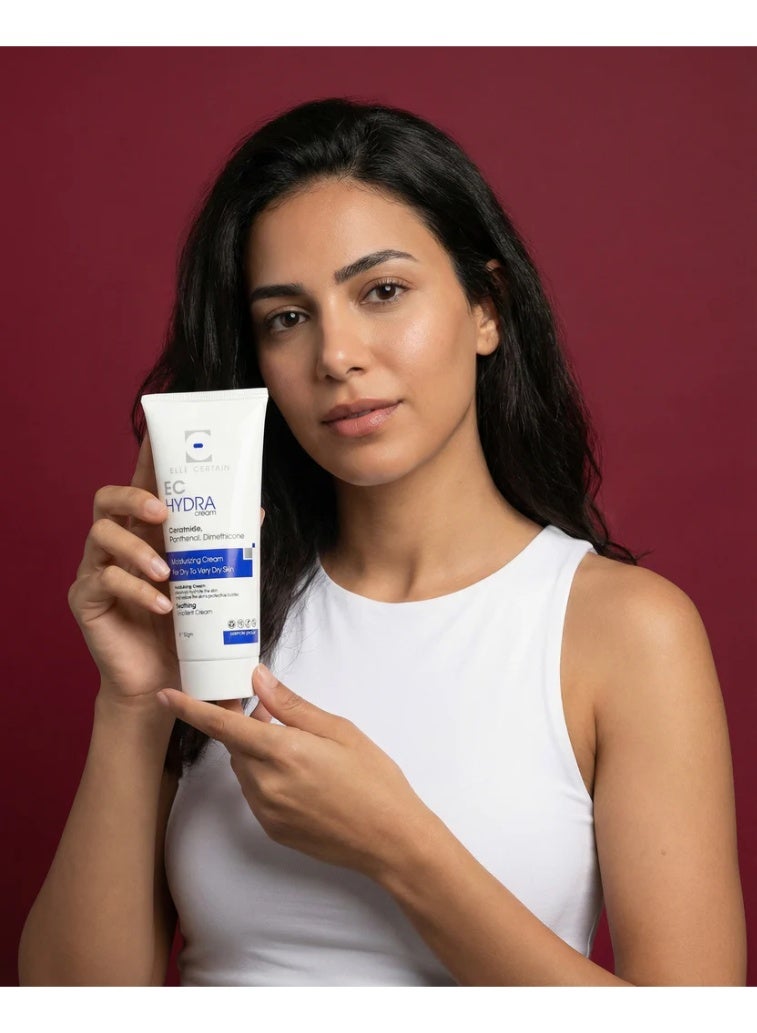 ELLE CERTAIN EC Hydra Cream Emollient for Dry Skin 100ml  Deep Moisturizing Face & Body Cream with Ceramide and Panthenol, Fragrance-Free Hydrating Cream for Sensitive Skin - Image 3