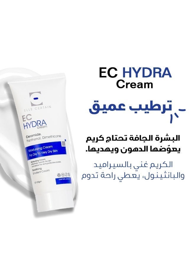 ELLE CERTAIN EC Hydra Cream Emollient for Dry Skin 100ml  Deep Moisturizing Face & Body Cream with Ceramide and Panthenol, Fragrance-Free Hydrating Cream for Sensitive Skin - Image 4