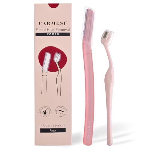 Carmesi Facial Hair Removal Combo with Face Razor + Eyebrow Razor | Painless & Precision Face Hair Removal | for Eyebrows, Upper Lip, Peach Fuzz & Forehead - Image 1