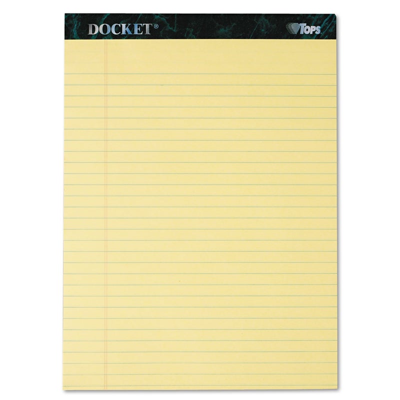 TOPS Docket Writing Pads, 8-1/2" x 11-3/4", Legal Rule, Canary Paper, 50 Sheets, 12 Pack (63400) - Image 1