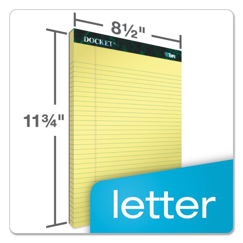 TOPS Docket Writing Pads, 8-1/2" x 11-3/4", Legal Rule, Canary Paper, 50 Sheets, 12 Pack (63400) - Image 3