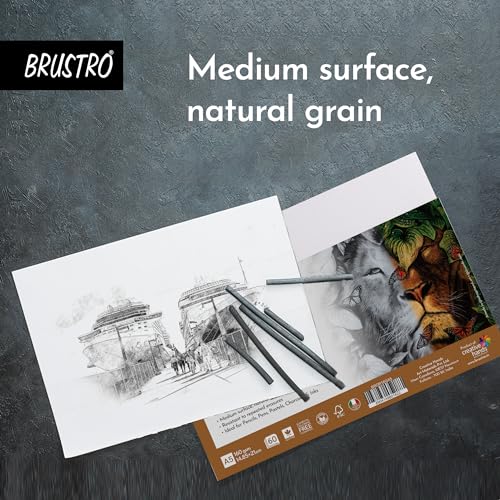 Brustro Artists Drawing Paper 160 GSM A5 Size, Pack of 60 Sheets. Ideal for Students,Adults, Coloring, Art, Craft, Natural Grain, Graphite, Charcoal, Pastels, Sketching, Shading, Drawing and Portrait - Image 4