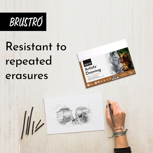 Brustro Artists Drawing Paper 160 GSM A5 Size, Pack of 60 Sheets. Ideal for Students,Adults, Coloring, Art, Craft, Natural Grain, Graphite, Charcoal, Pastels, Sketching, Shading, Drawing and Portrait - Image 3